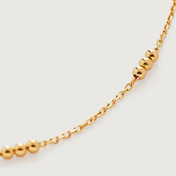 Monica Vinader Triple Beaded Chain Necklace 18-20' 18k Gold Vermeil - Picture 2 of 4